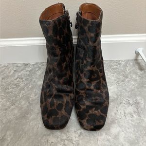 Franco Sarto heeled booties, cheetah design, size 6.5